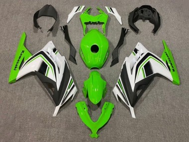 Rabatt Kawasaki EX300 Motorrad Verkleidung 2013-2024 - Grun Weiss Schwarz Streifen