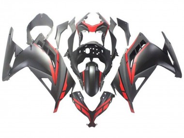 Rabatt Kawasaki EX300 Motorrad Verkleidung 2013-2024 - Matt Schwarz Rot
