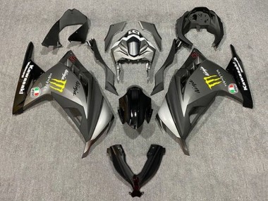 Rabatt Kawasaki EX300 Motorrad Verkleidung 2013-2024 - Matt Grau Schwarz Gelb Monster
