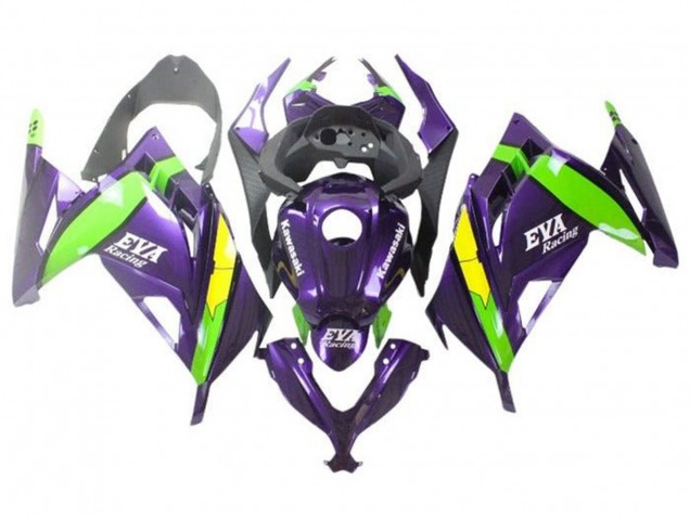 Rabatt Kawasaki EX300 Motorrad Verkleidung 2013-2024 - Lila Grun Gelb EVA Rennen