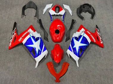 Rabatt Kawasaki EX300 Motorrad Verkleidung 2013-2024 - Weiss Rot Blau Stern Captain America