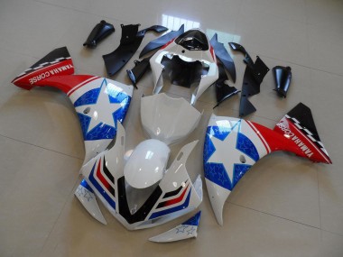 Rabatt Yamaha YZF R1 Motorrad Verkleidung 2012-2014 - Weiss Blau Rot Schwarz Stern