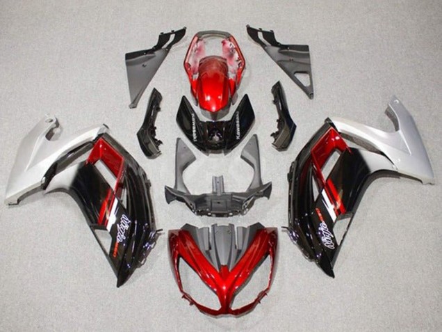 Rabatt Kawasaki Ninja 650 EX650 Motorrad Verkleidung 2012-2016 - Silber Rot Glanzendes Schwarz