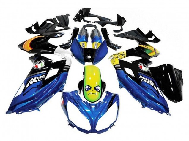 Rabatt Kawasaki Ninja 650 EX650 Motorrad Verkleidung 2012-2016 - Blau Gelb Hai