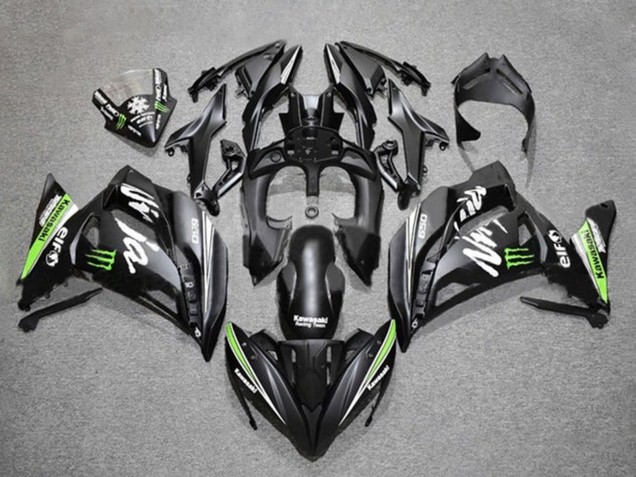 Rabatt Kawasaki Ninja 650 EX650 Motorrad Verkleidung 2017-2019 - Matt Schwarz Grun Weiss Monster
