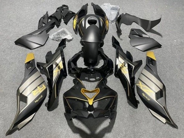 Rabatt Kawasaki ZX25R ZX-25R Motorrad Verkleidung 2019-2025 - Matt Schwarz Grau Gold Glanzendes Schwarz