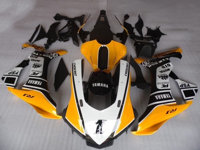 Rabatt Yamaha YZF R1 Motorrad Verkleidung 2015-2019 - Orange Weiss Schwarz Motul YSP