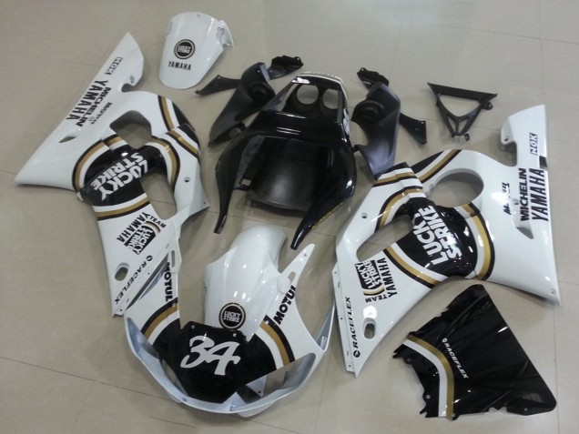 Rabatt Yamaha YZF R6 Motorrad Verkleidung 1998-2002 - Weiss Schwarz Motul Lucky Strike 34