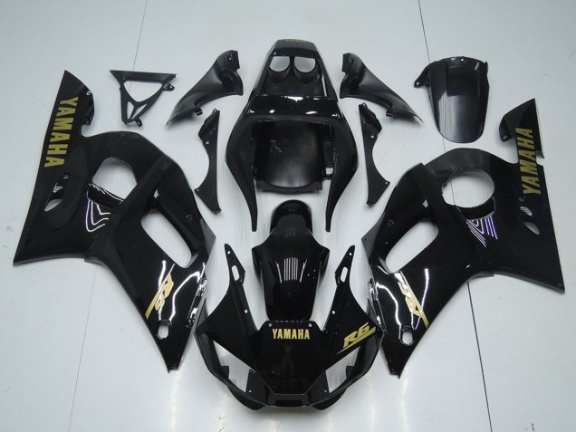 Rabatt Yamaha YZF R6 Motorrad Verkleidung 1998-2002 - Glanzendes Schwarz Gold Aufkleber