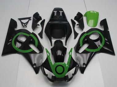 Rabatt Yamaha YZF R6 Motorrad Verkleidung 1998-2002 - Glanzendes Schwarz Grun Kreis