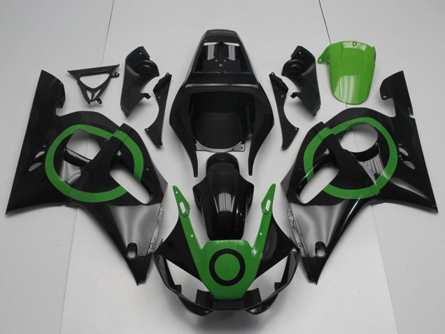 Rabatt Yamaha YZF R6 Motorrad Verkleidung 1998-2002 - Glanzendes Schwarz Grun Kreis