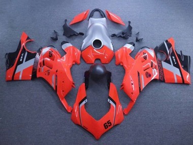 Rabatt Ducati Panigale V4 V4S Motorrad Verkleidung 2020-2021 - Silber Rot Matt Schwarz Streifen 65