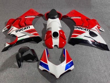 Rabatt Ducati Panigale V4 V4S Motorrad Verkleidung 2020-2021 - Weiss Rot Blau Glanzendes Schwarz
