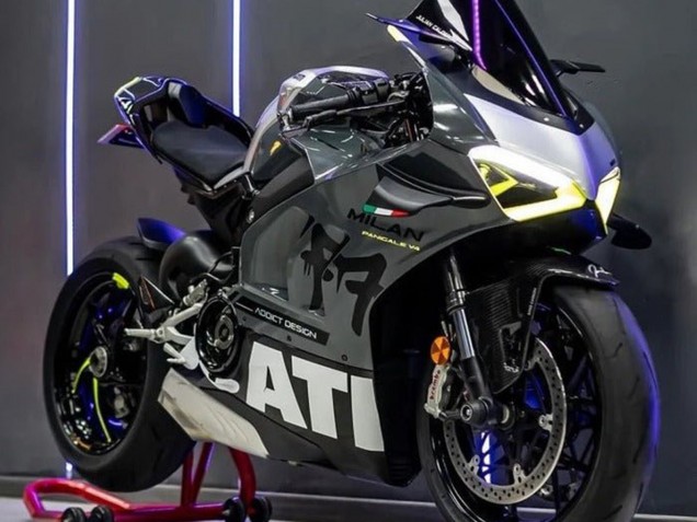 Rabatt Ducati Panigale V4 V4S Motorrad Verkleidung 2020-2021 - Grau Weiss Gelb Schwarz