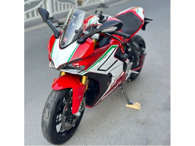 Rabatt Ducati Supersport 939/939S Motorrad Verkleidung 2017-2022 - Rot Weiss Grun Streifen