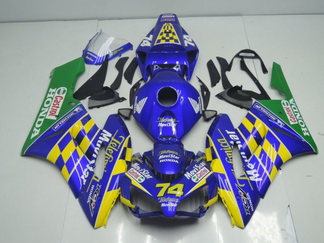 Rabatt Honda CBR1000RR Motorrad Verkleidung 2004-2005 - Blau Gelb Grun MoviStar