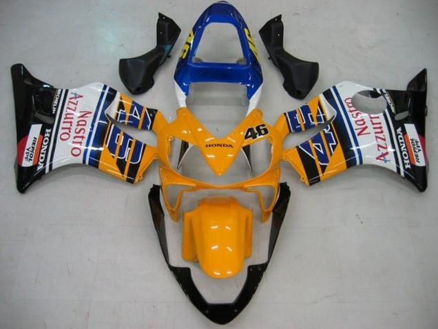 Rabatt Honda CBR600 F4i Motorrad Verkleidung 2001-2003 - Gelb Weiss Blau Glanzendes Schwarz Nastro Azzurro