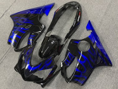 Rabatt Honda CBR600 F4i Motorrad Verkleidung 2004-2007 - Glanzendes Schwarz Blau Flamme