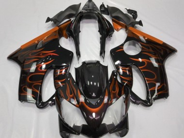 Rabatt Honda CBR600 F4i Motorrad Verkleidung 2004-2007 - Glanzendes Schwarz Orange Flamme
