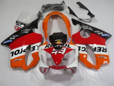Rabatt Honda CBR600 F4i Motorrad Verkleidung 2004-2007 - Orange Weiss Rot Glanzendes Schwarz Repsol 93