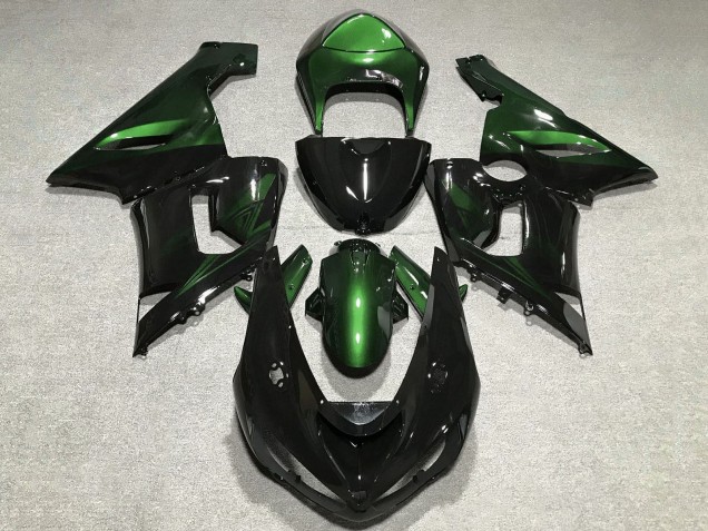 Rabatt Kawasaki ZX6R Motorrad Verkleidung 2005-2006 - Grun Glanzendes Schwarz