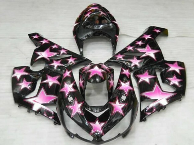 Rabatt Kawasaki ZX6R Motorrad Verkleidung 2005-2006 - Schwarz Rosa Stern