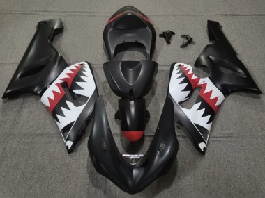 Rabatt Kawasaki ZX6R Motorrad Verkleidung 2005-2006 - Matt Schwarz Weiss Rot Hai
