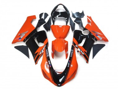 Rabatt Kawasaki ZX6R Motorrad Verkleidung 2005-2006 - Orange Schwarz Elf