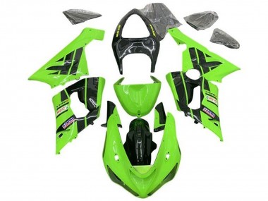 Rabatt Kawasaki ZX6R Motorrad Verkleidung 2005-2006 - Hellgrun Schwarz Castrol