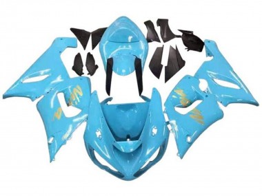 Rabatt Kawasaki ZX6R Motorrad Verkleidung 2005-2006 - Hellblau Gold
