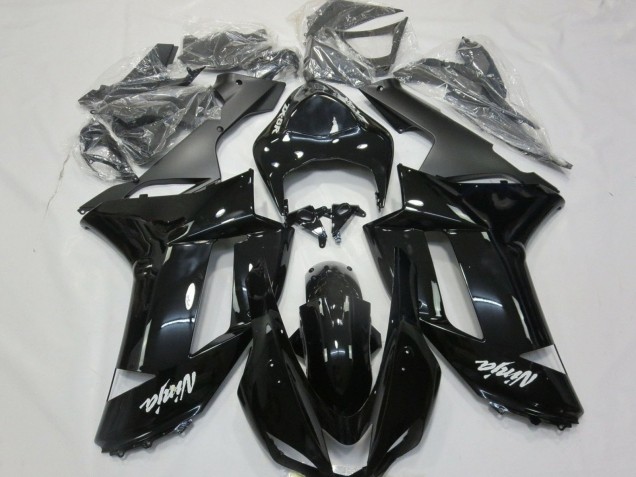Rabatt Kawasaki ZX6R Motorrad Verkleidung 2007-2008 - Glanzendes Schwarz Matt Schwarz Weiss Aufkleber