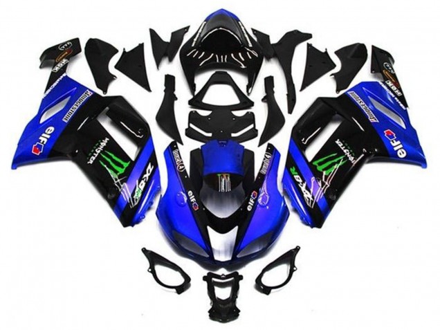 Rabatt Kawasaki ZX6R Motorrad Verkleidung 2007-2008 - Blau Schwarz Grun Monster