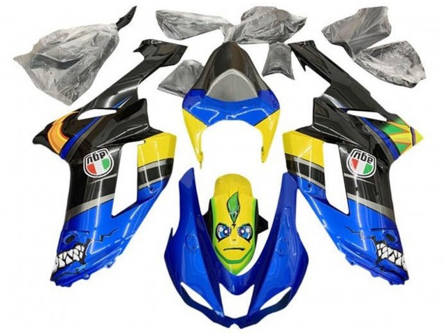 Rabatt Kawasaki ZX6R Motorrad Verkleidung 2007-2008 - Blau Schwarz Gelb Hai