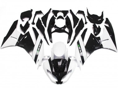 Rabatt Kawasaki ZX6R Motorrad Verkleidung 2009-2012 - Weiss Glanzendes Schwarz