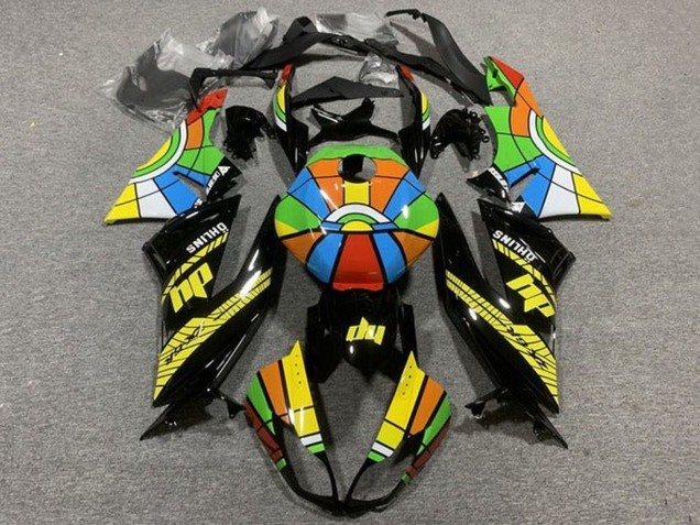 Rabatt Kawasaki ZX6R Motorrad Verkleidung 2009-2012 - Glanzendes Schwarz Multicolor