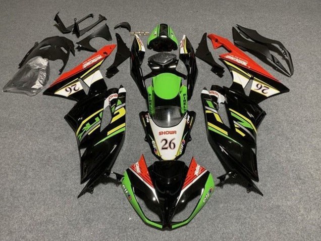 Rabatt Kawasaki ZX6R Motorrad Verkleidung 2009-2012 - Grun Glanzendes Schwarz Weiss Rot Showr 26
