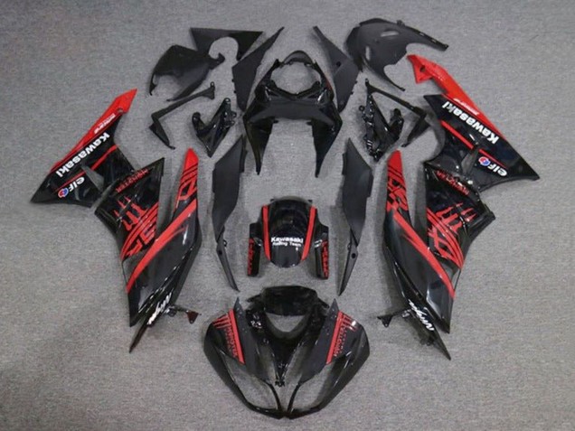 Rabatt Kawasaki ZX6R Motorrad Verkleidung 2009-2012 - Glanzendes Schwarz Rot Monster