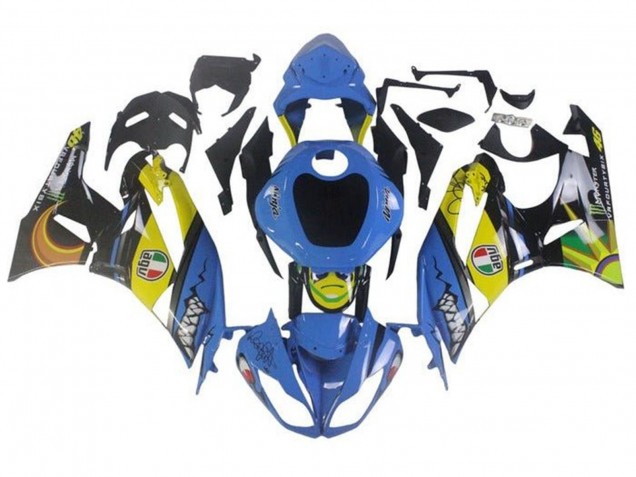 Rabatt Kawasaki ZX6R Motorrad Verkleidung 2009-2012 - Blau Gelb Hai