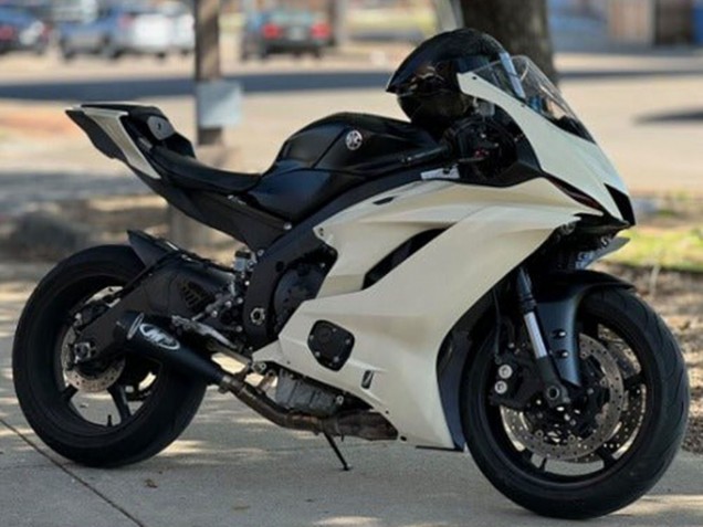 Rabatt Kawasaki ZX6R Motorrad Verkleidung 2013-2018 - Creme Weiss Matt Schwarz