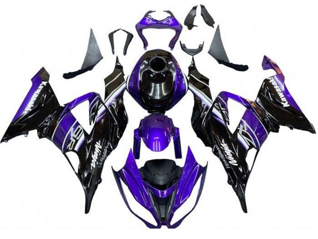 Rabatt Kawasaki ZX6R Motorrad Verkleidung 2013-2018 - Blau Glanzendes Schwarz