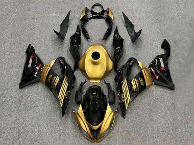 Rabatt Kawasaki ZX6R Motorrad Verkleidung 2013-2018 - Gold Glanzendes Schwarz