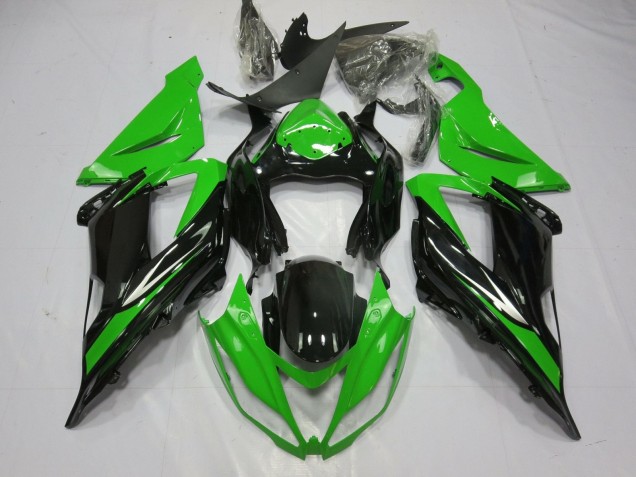 Rabatt Kawasaki ZX6R Motorrad Verkleidung 2013-2018 - Grun Glanzendes Schwarz