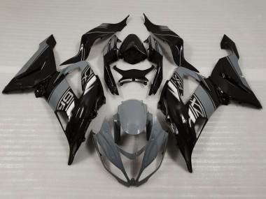 Rabatt Kawasaki ZX6R Motorrad Verkleidung 2013-2018 - Nardo Grau Glanzendes Schwarz