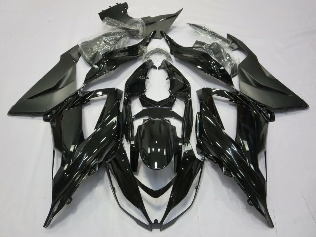 Rabatt Kawasaki ZX6R Motorrad Verkleidung 2013-2018 - Glanzendes Schwarz Matt Schwarz