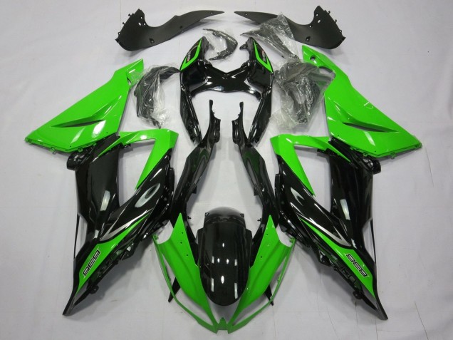 Rabatt Kawasaki ZX6R Motorrad Verkleidung 2013-2018 - Grun Glanzendes Schwarz