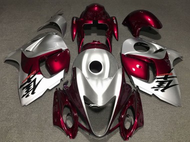 Rabatt Suzuki GSXR 1300 Hayabusa Motorrad Verkleidung 2008-2020 - Silber Dunkel Rot