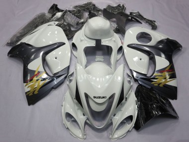 Rabatt Suzuki GSXR 1300 Hayabusa Motorrad Verkleidung 2008-2020 - Weiss Grau Gold Schwarz