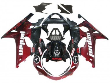 Rabatt Suzuki GSXR1000 Motorrad Verkleidung 2000-2002 - Glanzendes Schwarz Dunkel Rot Jordan