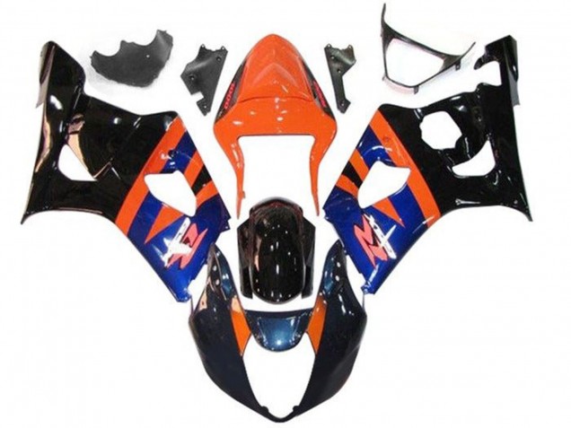 Rabatt Suzuki GSXR 1000 Motorrad Verkleidung 2003-2004 - Orange Blau Glanzendes Schwarz