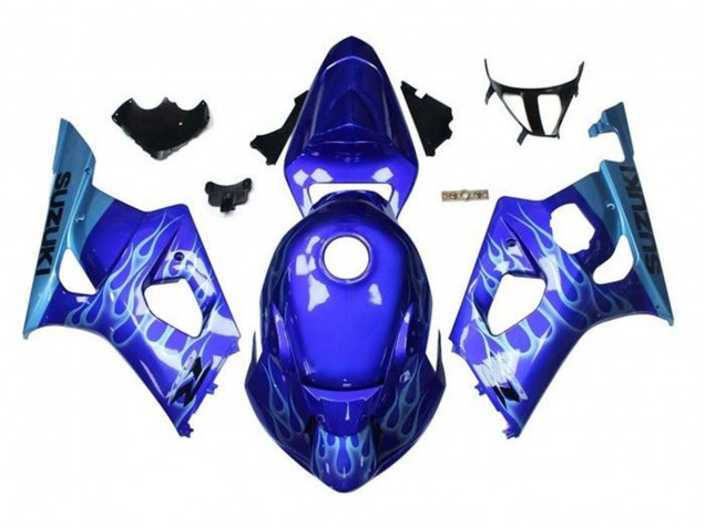 Rabatt Suzuki GSXR 1000 Motorrad Verkleidung 2003-2004 - Blau Hellblau Weiss Flamme
